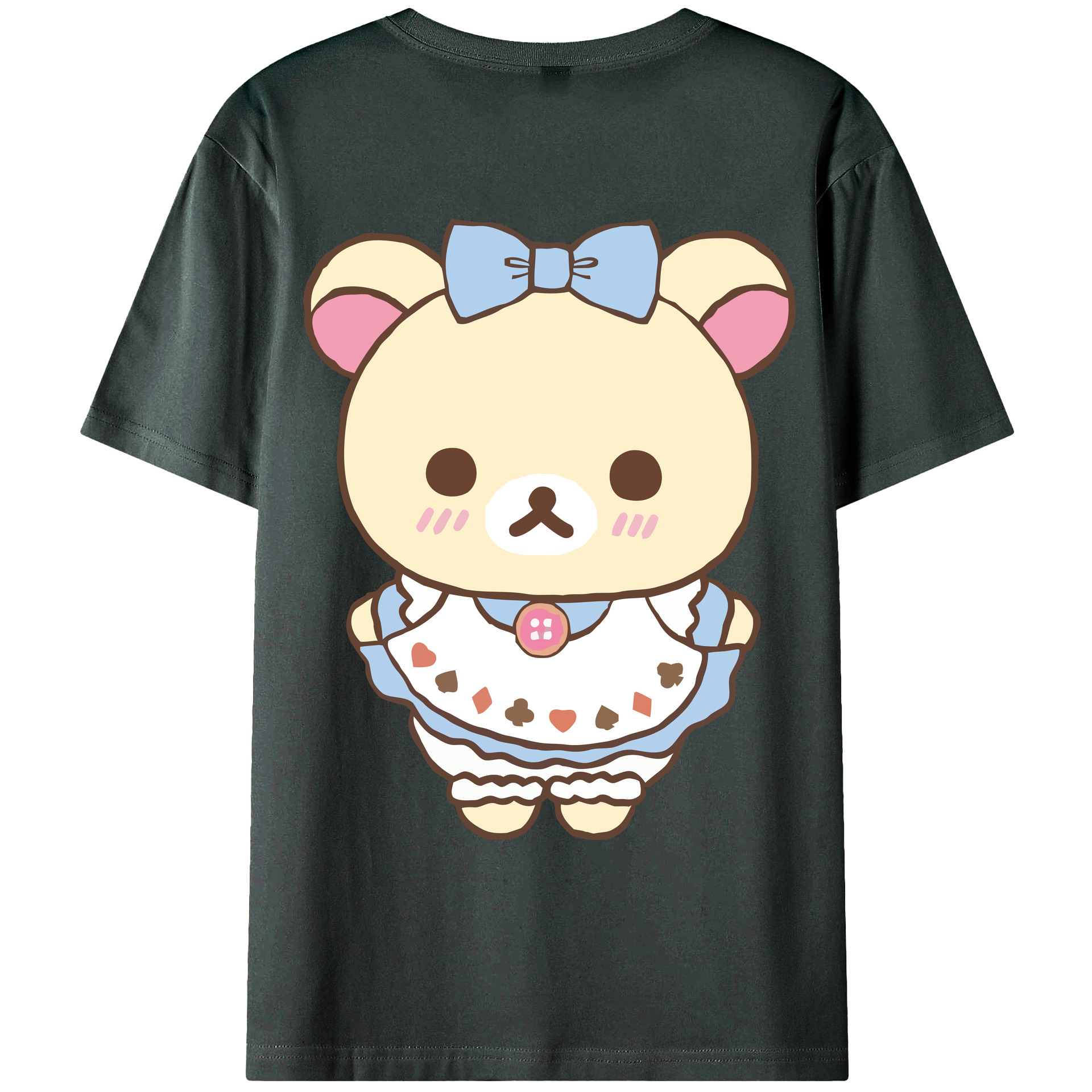 （画像用） リラックマ リラックマ キイロイトリ Rilakkuma Korilakkuma Kiiroitori 綿100％ メンズ半袖Tシャツ（バックプリント） 通気性
